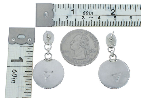 Native American Oyster Shell Sterling Silver Post Dangle Earrings X10410